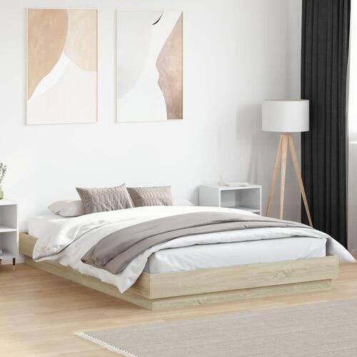 Sengestel 150x200 cm konstrueret træ sonoma-eg