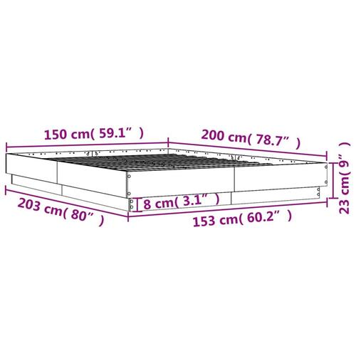 Sengestel 150x200 cm konstrueret træ sonoma-eg