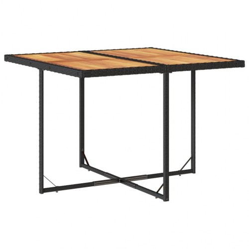 Spisebordssæt til haven 9 dele med hynder polyrattan sort