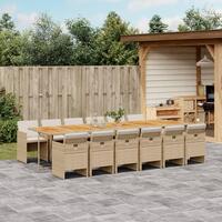 Spisebordssæt til haven 13 dele med hynder polyrattan beige