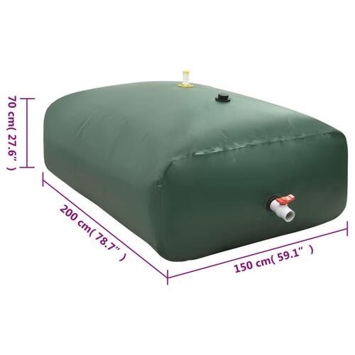 Vandtank med hane sammenfoldelig 2100 l PVC