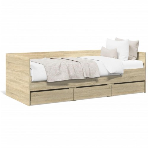 Daybed med skuffer uden madras - 100×200 cm, sonoma eg