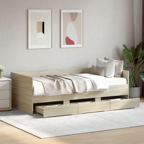 Daybed med skuffer uden madras - 100×200 cm, sonoma eg