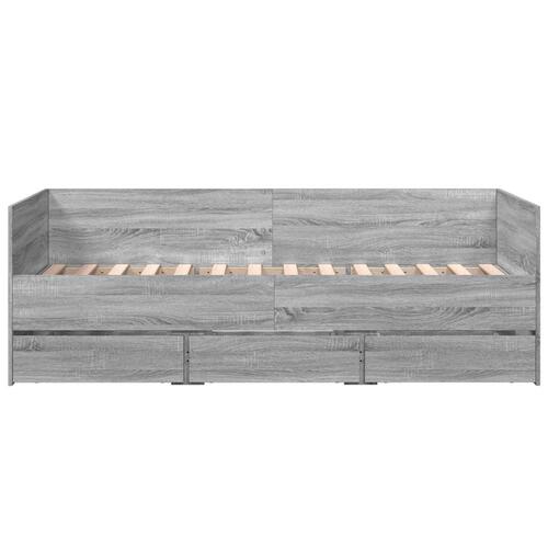 Daybed med skuffer uden madras 90x190 cm grå sonoma-eg
