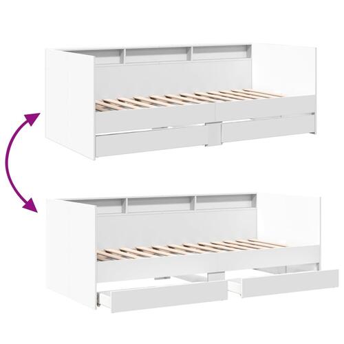 Daybed med skuffer 90x190 cm konstrueret træ hvid