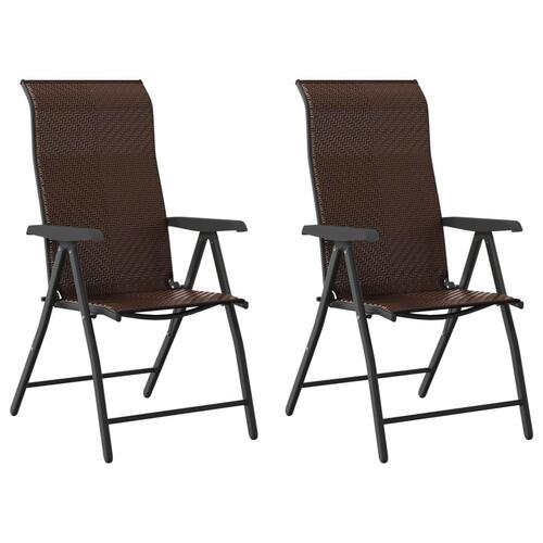 Havestole 2 stk. foldbar polyrattan brun