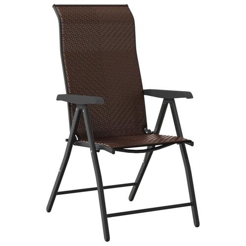 Havestole 2 stk. foldbar polyrattan brun