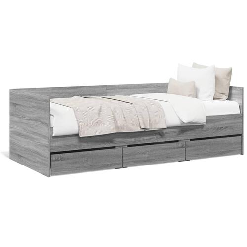 Daybed med skuffer 100x200 cm konstrueret træ grå sonoma-eg