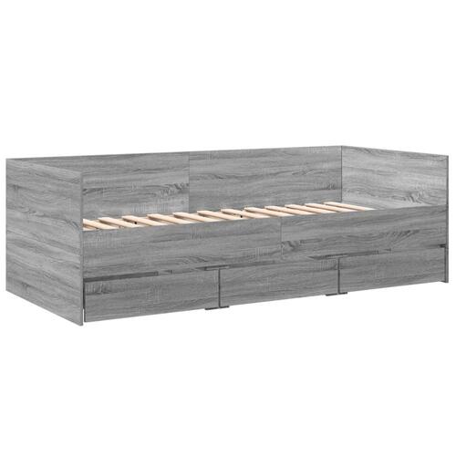 Daybed med skuffer 100x200 cm konstrueret træ grå sonoma-eg