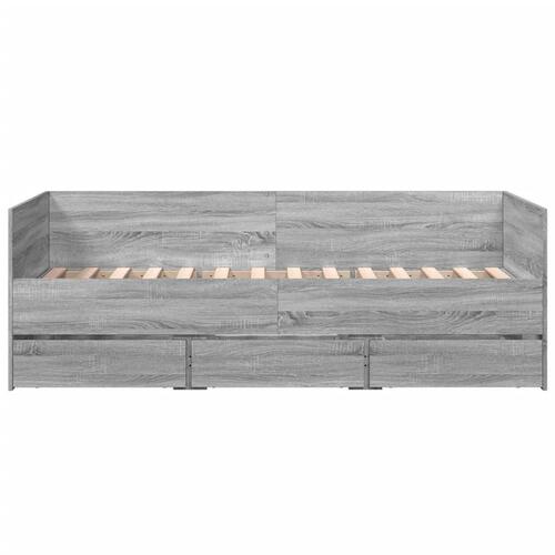 Daybed med skuffer uden madras 75x190 cm grå sonoma-eg