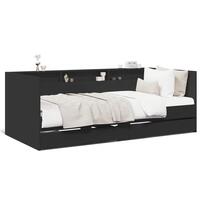 Daybed med skuffer uden madras 90x190 cm sort