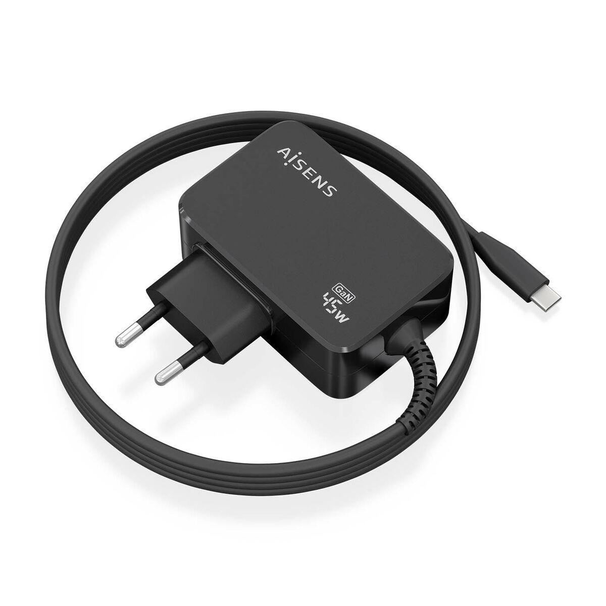 Aisens vægoplader USB‑C PD3.0 GaN 45 W - Sort