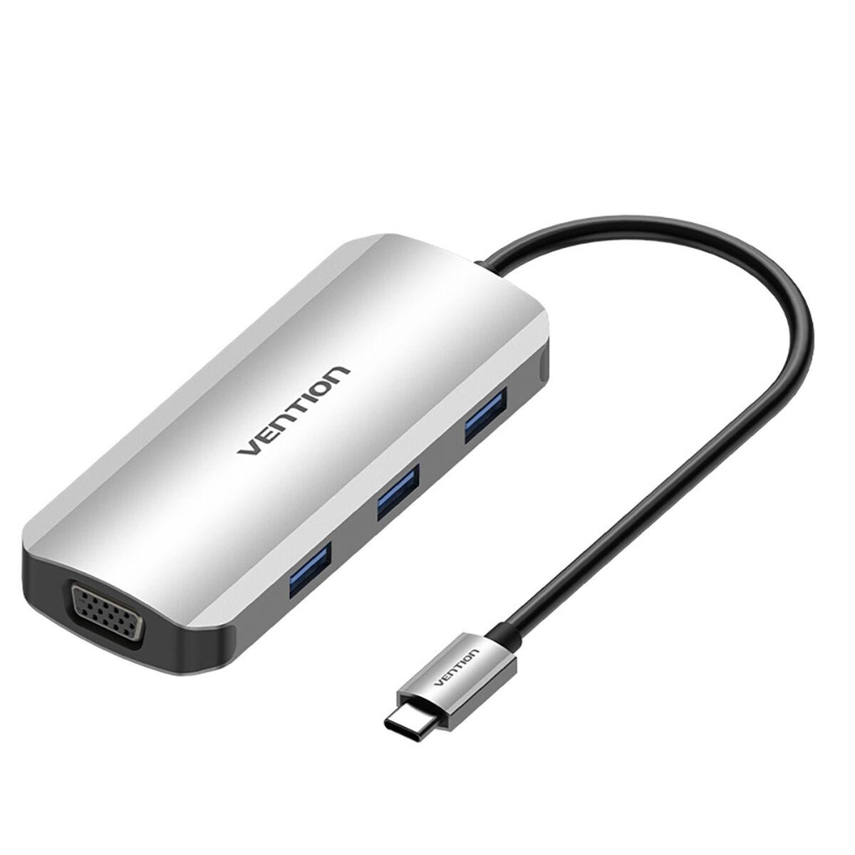 USB‑hub Vention TOIHB 100 W - sølvfarvet