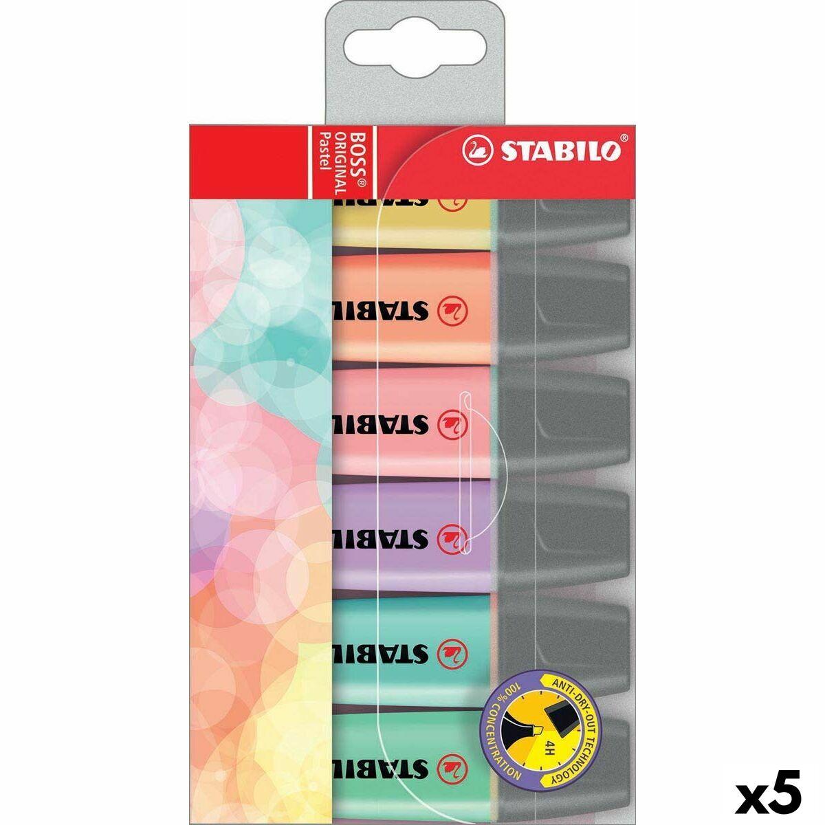Stabilo BOSS Original overstregningstuscher, pastelfarver - 5 stk.