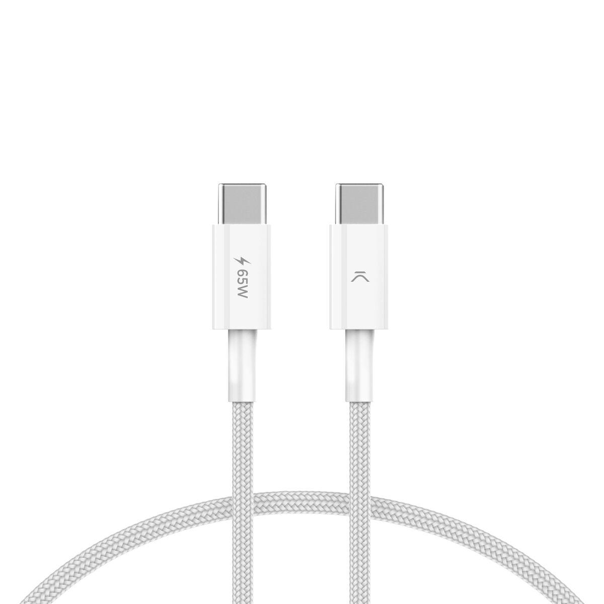 KSIX USB-C til USB-C kabel 1 m - Hvid, Power Delivery