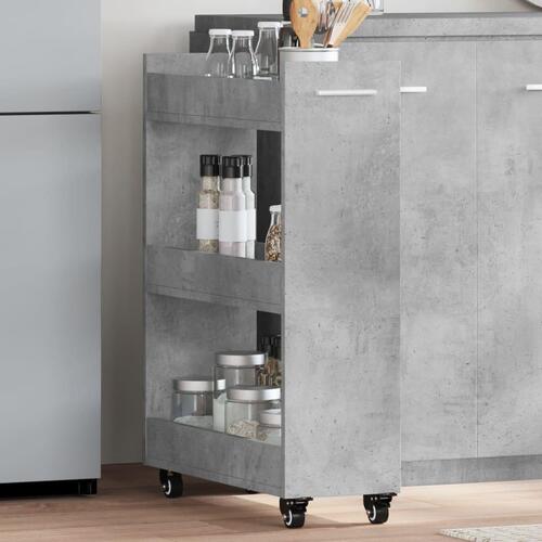 Skab med hjul 60x22x79 cm konstrueret træ betongrå