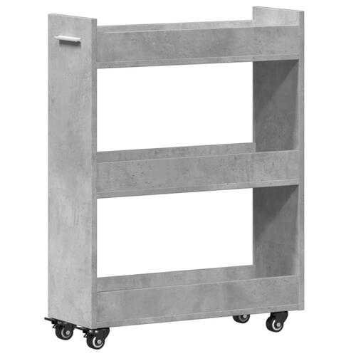 Skab med hjul 60x22x79 cm konstrueret træ betongrå