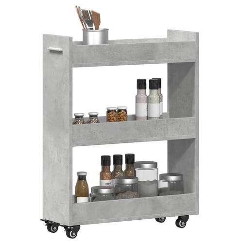 Skab med hjul 60x22x79 cm konstrueret træ betongrå