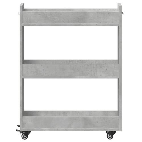Skab med hjul 60x22x79 cm konstrueret træ betongrå