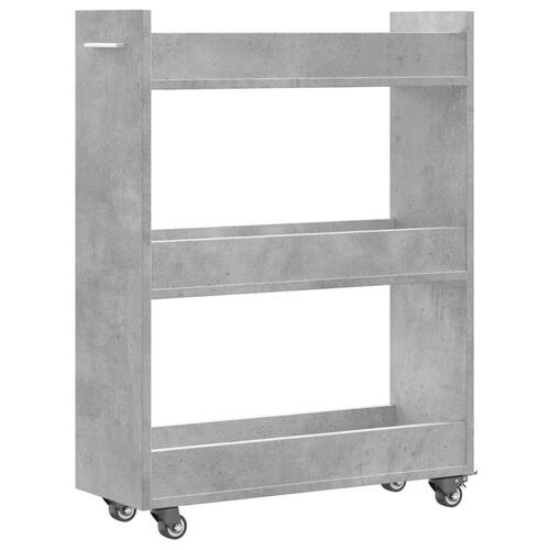 Skab med hjul 60x22x79 cm konstrueret træ betongrå