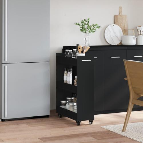 Skab med hjul 60x22x79 cm konstrueret træ sort