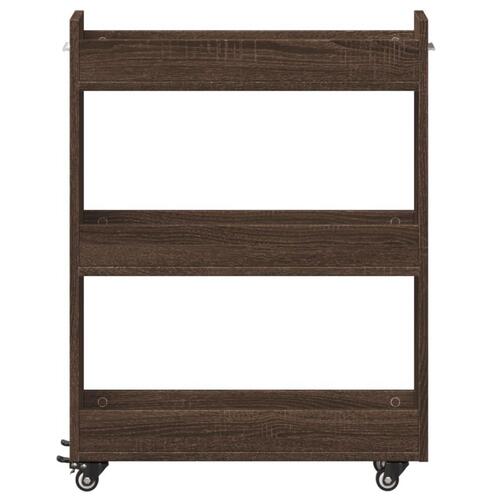 Skab med hjul 60x22x79 cm konstrueret træ brun egetræsfarve