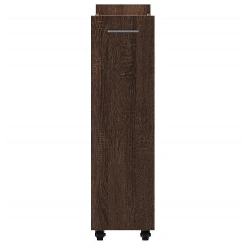 Skab med hjul 60x22x79 cm konstrueret træ brun egetræsfarve