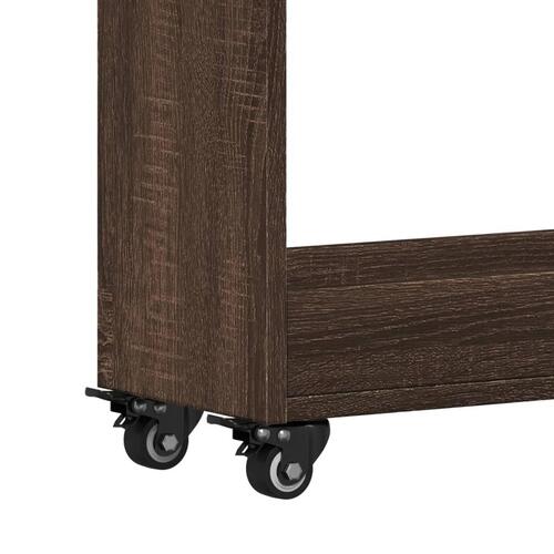 Skab med hjul 60x22x79 cm konstrueret træ brun egetræsfarve