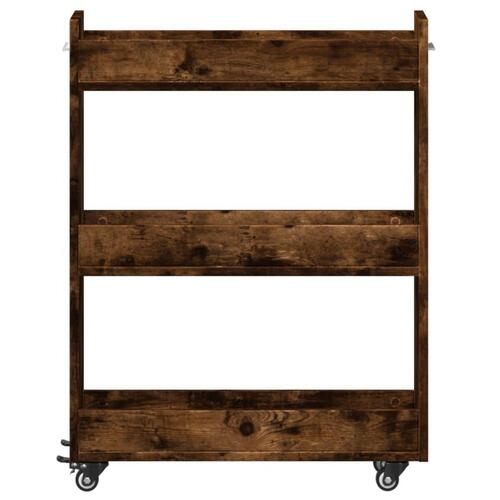 Skab med hjul 60x22x79 cm konstrueret træ røget egetræsfarve