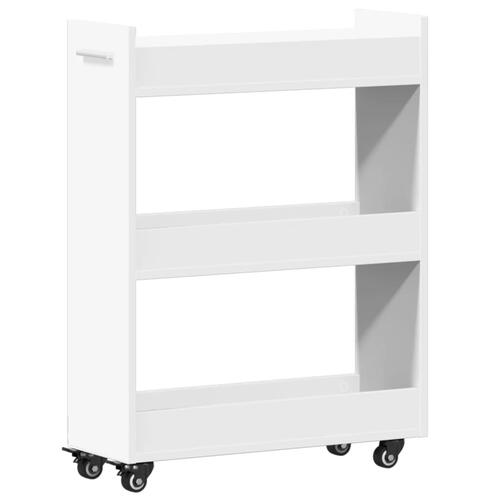 Skab med hjul 60x22x79 cm konstrueret træ hvid