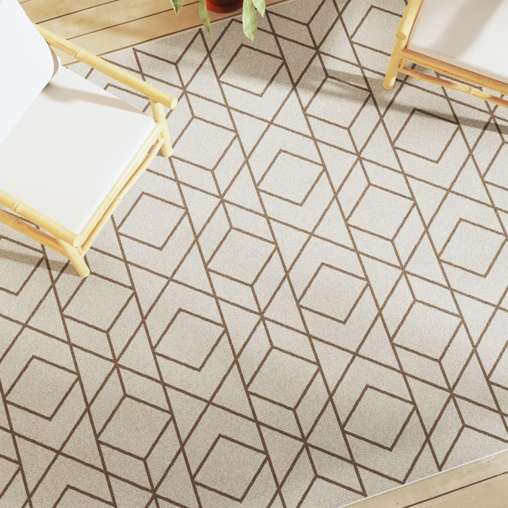 Gulvtæppe 190x300 cm inde/ude skridsikkert kort luv flerfarvet