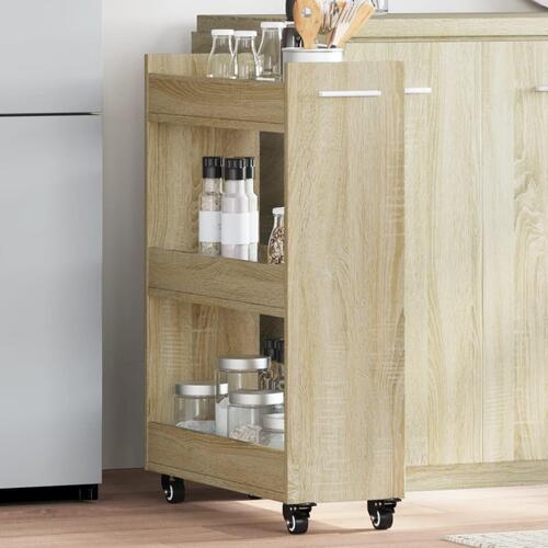 Skab med hjul 60x22x79 cm konstrueret træ sonoma-eg