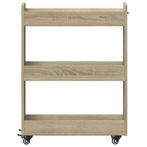 Skab med hjul 60x22x79 cm konstrueret træ sonoma-eg