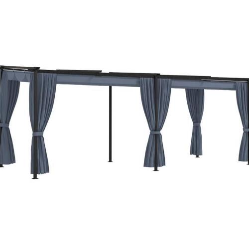 Pavillon med gardiner 3x6 m stål antracitgrå
