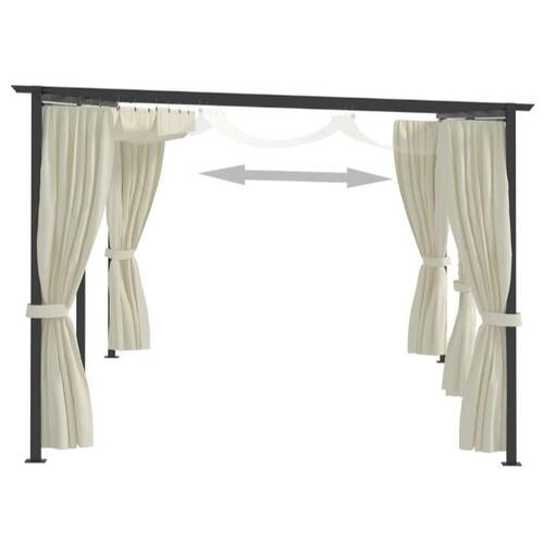 Pavillon med gardiner 3x6 m stål cremefarvet