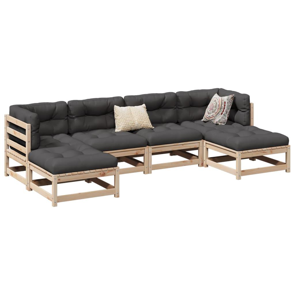 Sofasæt til haven 6 dele massivt fyrretræ