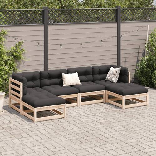 Sofasæt til haven 6 dele massivt fyrretræ