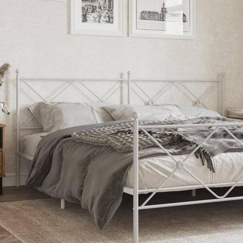 Sengegavl 200 cm metal hvid