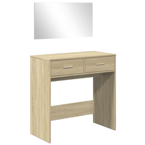 Makeupbord med spejl 80x39x80 cm sonoma-eg