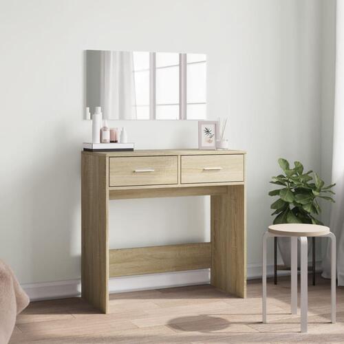 Makeupbord med spejl 80x39x80 cm sonoma-eg