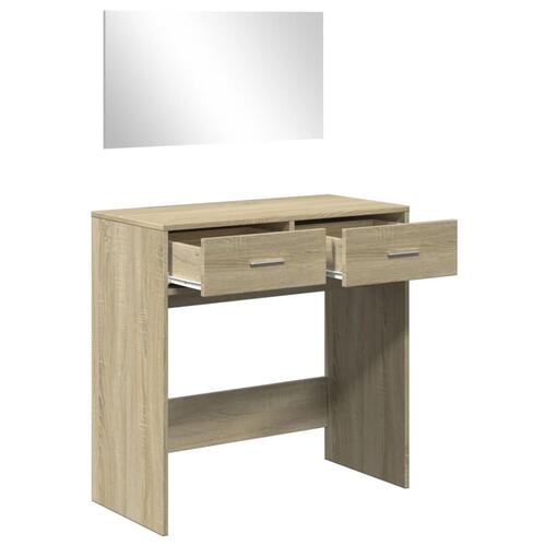Makeupbord med spejl 80x39x80 cm sonoma-eg