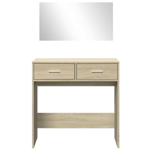 Makeupbord med spejl 80x39x80 cm sonoma-eg
