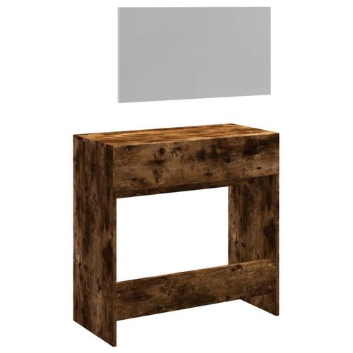 Makeupbord med spejl 80x39x80 cm røget egetræsfarve