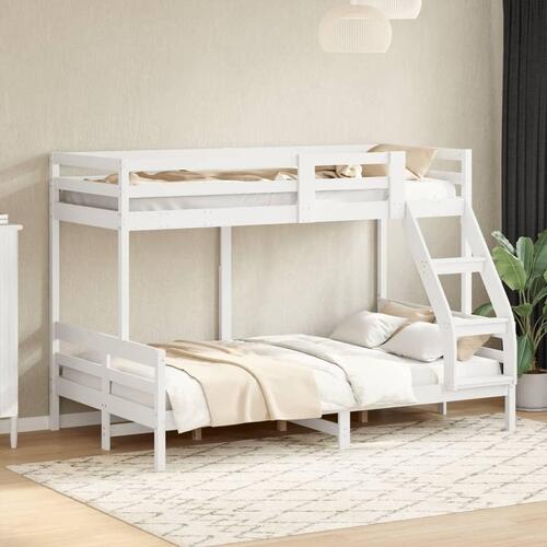 Køjeseng 90x200/120x200 cm massivt fyrretræ hvid