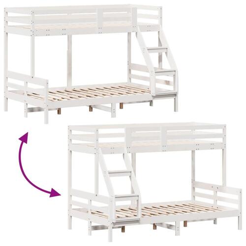 Køjeseng 90x200/120x200 cm massivt fyrretræ hvid