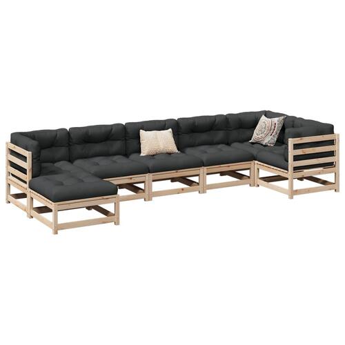 Sofasæt til haven 7 dele med hynder massivt fyrretræ