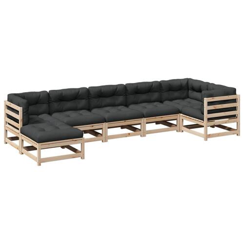 Sofasæt til haven 7 dele med hynder massivt fyrretræ