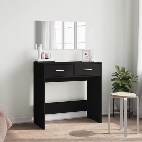 Makeupbord med spejl 80x39x80 cm sort