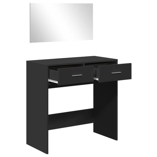 Makeupbord med spejl 80x39x80 cm sort