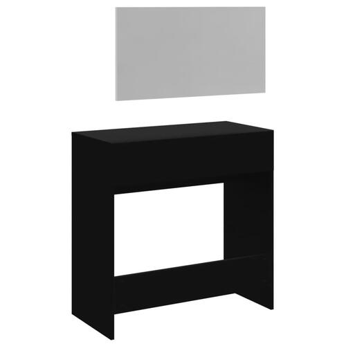 Makeupbord med spejl 80x39x80 cm sort